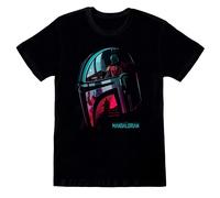 (L, Black/Turquoise/Red) Star Wars: The Mandalorian Unisex Adult Helmet T-Shirt