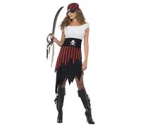 (L, Black/White/Red) Smiffys Womens/Ladies Pirate Wench Costume