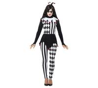 (L, Black/White) Smiffys Womens/Ladies Court Jester Costume Set