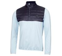 (L, Blue) Calvin Klein Mens Rangewood Half Zip Hybrid Insulated Golf Sweater