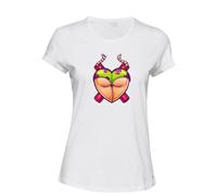 (L) Booty Love Ass Bum Bubble Butt Dynamite Art White Ladies Women T Shirt Tee Top