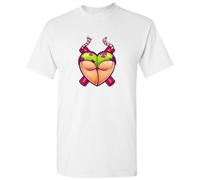 (L) Booty Love Ass Bum Bubble Butt Dynamite Cartoon Art Men White T Shirt Tee Top
