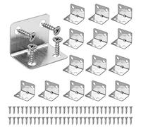 L Bracket, 15PCS Angle Brackets with 60 Screws, 23*23*30mm | Stainless Steel Corner Brackets, 90 Degree Corner Brace, Silver Metal Bracket for Wood Furniture Fixing and Repairing
