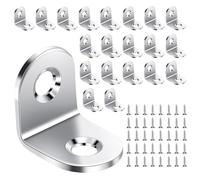 L Bracket, 20Pcs 90 Degree Angle Brackets for Wood Furniture, Cabinet, Desk - L Shaped Corner Bracket With 40 Screws (Silver)