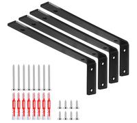 L Bracket 4 Pack, L 10" x H 3", 5mm Thick Heavy Duty L Shelf Bracket, Metal Floating Shelf Brackets with Screws & Fischer Anchors for Kitchen/Bedroom/Outdoor (10 inch)