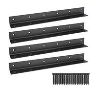 L Bracket,Heavy Duty Corner Brace,Stainless Steel Shelf Bracket,Black Large Angle Brackets, Metal Braces for Wood Aufuga (Black_11inch_4pcs)