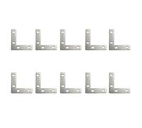 L Brackets 10 Pieces of Stainless Steel and Black Paint Thickened Corner Code, 1.97in, Triangular Flat Connector, Fixed(L-silver-10pcs)