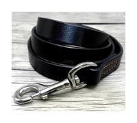 (L, Brown) Genuine Leather Pet Dog Leash Training Lead Prevent Bite Black and Brown for German Shepherd Rottweiler Lab