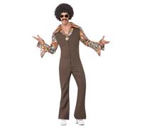 (L, Brown) Smiffys Mens Groovy Boogie Costume Set