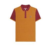 (L, Burgundy/Gold) Lambretta Mens Houndstooth Polo Shirt
