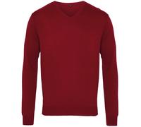 Premier Men's V-Neck Knitted Sweater in Burgundy | Size: Large Premier Burgundy L