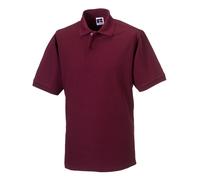 (L, Burgundy) Russell Mens Polycotton Pique Hardwearing Polo Shirt