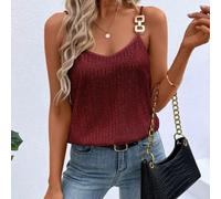 (L, burgundy) Sequin Halter Tank Top Women's Sense Of The Base To Wear A Top Outside The Banquet Annual Suit To Match