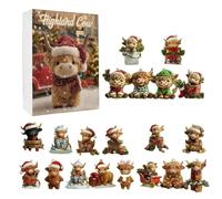 L Calendar Countdown | 2D Acrylic Cow Decorations, 24 Pieces Christmas Calendar - For Party Wall Fireplace Bedside Table Exhibition Counter Living Room