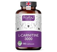 L-Carnitine 3000-180 High-Strength Capsules - L-Carnitine Tartrate 3000mg per Daily Dose - Energy & Metabolism Support - Vegan, Natural & Laboratory Tested - Raibu