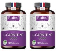 L-Carnitine 3000-180 High-Strength Capsules - L-Carnitine Tartrate 3000mg per Daily Dose - Energy & Metabolism Support - Vegan, Natural & Laboratory Tested - Raibu (Pack of 2)