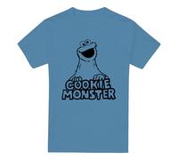 (L, Carolina Blue) Sesame Street Unisex Adult Cookie Monster Vintage T-Shirt