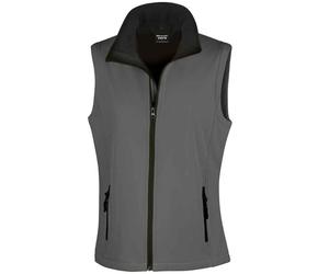 (L, Charcoal/Black) Result Womens/Ladies Core Printable Soft Shell Bodywarmer