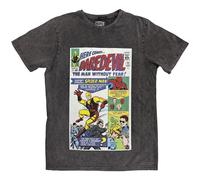 (L, Charcoal Grey) Marvel Comics Unisex Adult Here Comes Daredevil Stone Wash T-Shirt