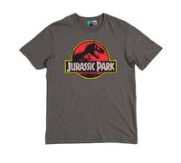 (L, Charcoal) Jurassic Park Unisex Adult Classic Logo T-Shirt