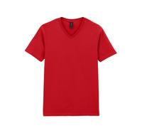 (L, Cherry Red) Gildan Mens Soft Style V-Neck Short Sleeve T-Shirt