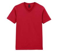 (L, Cherry Red) Gildan Mens Softstyle V Neck T-Shirt