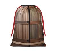 L Christmas Drawstring Bag - Teal Barn Door Floral Print Holiday Sacks Bag, Treats - Plush Pouches for Birthdays, Weddings