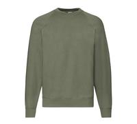 (L, Classic Olive) Fruit Of The Loom Mens Classic Raglan Sweatshirt