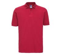 (L, Classic Red) Russell Mens 100% Cotton Short Sleeve Polo Shirt