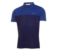 (L, Cobalt Blue/Navy) Calvin Klein Mens Colour Block Golf Polo Shirt