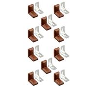 L Corner Brackets, 10PCS Shelf Bracket, L Shaped Angle Bracket for Wood Shelves, 90 Degree Right Angle Corner Brackets, Metal Shelf Corner Brace Plate with Plastic Cover (Light Brown)