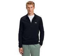 (L, Dark Blue) Hugo Boss Mens 2026 Ever-X 1/4 Zip Soft Cotton Perforated Golf Sweater