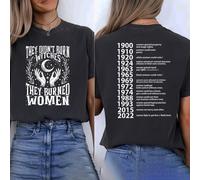 (L, dark grey) They Didn't Burn Witches They Burned Women T-Shirt Feminist Witch T Shirt Short Sleeve Graphic Tees Women's Rights Tshirt Tops