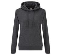 (L, Dark Heather) Fruit of the Loom Classic Lady Fit Hooded Sweatshirt
