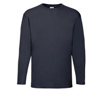 Fruit of the Loom Men's Valueweight Plain Long-Sleeved T-Shirt in Mid Navy | Size: Large Fruit Of The Loom Mid Navy L