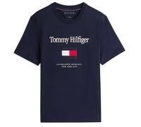 (L, Desert Sky) Tommy Hilfiger Mens Flag Embroidered T-Shirt