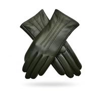 L E Leather Emporium Womens Ladies New Soft Genuine Leather Winrer Warm Fully Warm Gloves (Large, Dark Green)