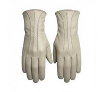 L E Leather Emporium Women's Premium Real Soft Leather Gloves Fully Lined Winter Gloves (Medium, Cream)
