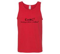 (L) E=mc2 Energy Milk Coffee Funny Einstein Red Tank Top Singlet T Shirt Mens
