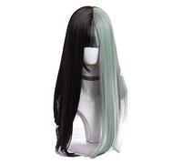 L-email wig Green and Black Lolita Wigs Long Straight Gothic Cosplay Wigs Heat Resistant Synthetic Hair Japanese Halloween
