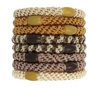 L. Erickson Beige and Brown Grab & Go Ponytail Holders, 8 Pack, Oatmeal