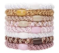 L. Erickson Grab & Go Pony - Cotton Candy - 8 Pack Ponytail Holder Hair Ties - Pink and White Mix
