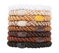 L. Erickson Grab & Go Pony Hair Ponytail Holders, 8 Pack - Camelback - Hair Ties No Damage - Neutral Brown Color Hair Bands for Women