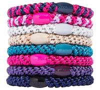 L. Erickson Grab & Go Ponytail Holders, Berry, Set of Eight - Exceptionally Secure with Gentle Hold