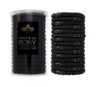 L. Erickson Grab & Go Ponytail Holders, Black, Set of Fifteen - Exceptionally Secure with Gentle Hold