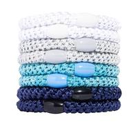 L. Erickson Grab & Go Ponytail Holders, Blue Glow, Set of Eight - Exceptionally Secure with Gentle Hold
