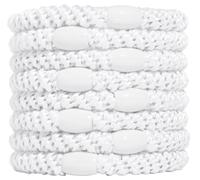 L. Erickson Grab & Go Ponytail Holders, White, Set of Eight - Exceptionally Secure with Gentle Hold