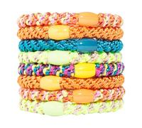 L. Erickson Hair Ties for Thick Hair, Grab & Go Ponytail Holder, Thick Wrinkle Resistant Bands with Strong Hold, Damage Free, Monkey Business, Neon Colors, Pack of 8