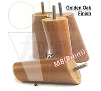 L&F 4 Solid Wood Turned Furniture Legs Replacement Mid Century Angled Retro Feet 125mm High M8 Golden Oak