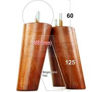 L&F 4 Solid Wood Turned Furniture Legs Replacement Mid Century Angled Retro Feet 125mm High M8 Mahogany Washed
